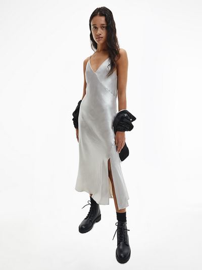 Calvin Klein Ruhák HU689869 | Calvin Klein Metallic Satin Slip Női Ruha Arany